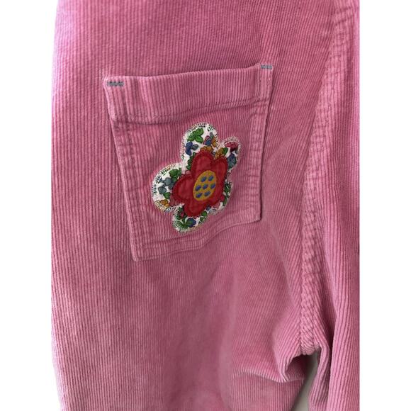 Boden Pink Corduroy Overalls Embroidered Flower Patches Kid Teen Size Age 13-14Y - Picture 13 of 16